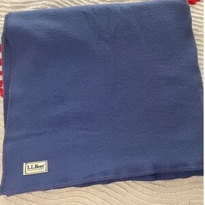 Vintage LL Bean Blue Wool Blanket King 80s whipstitch